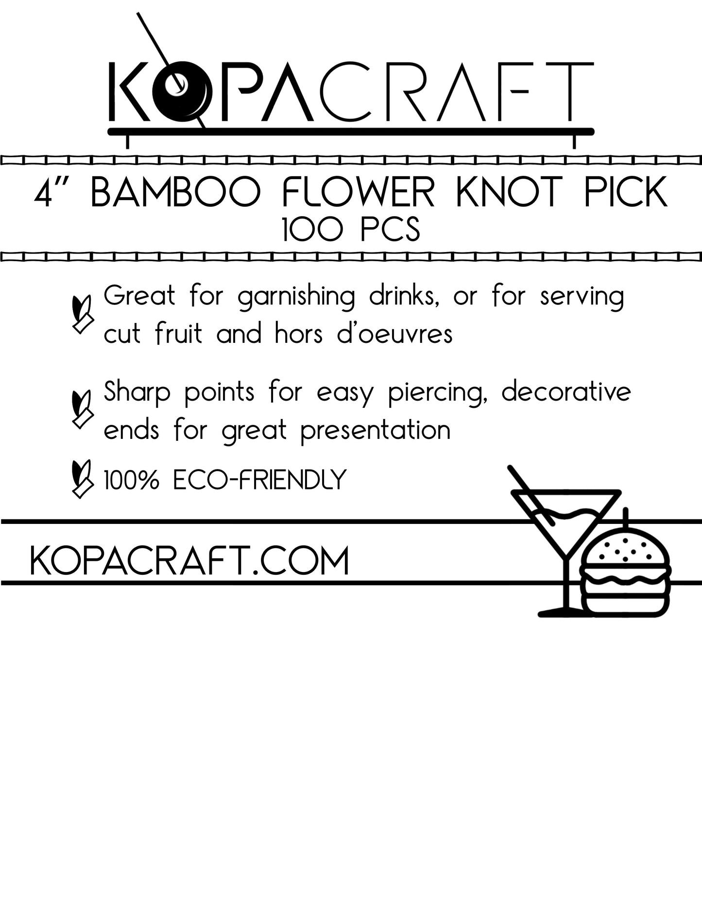 Kopacraft Bamboo Flower Knot Picks